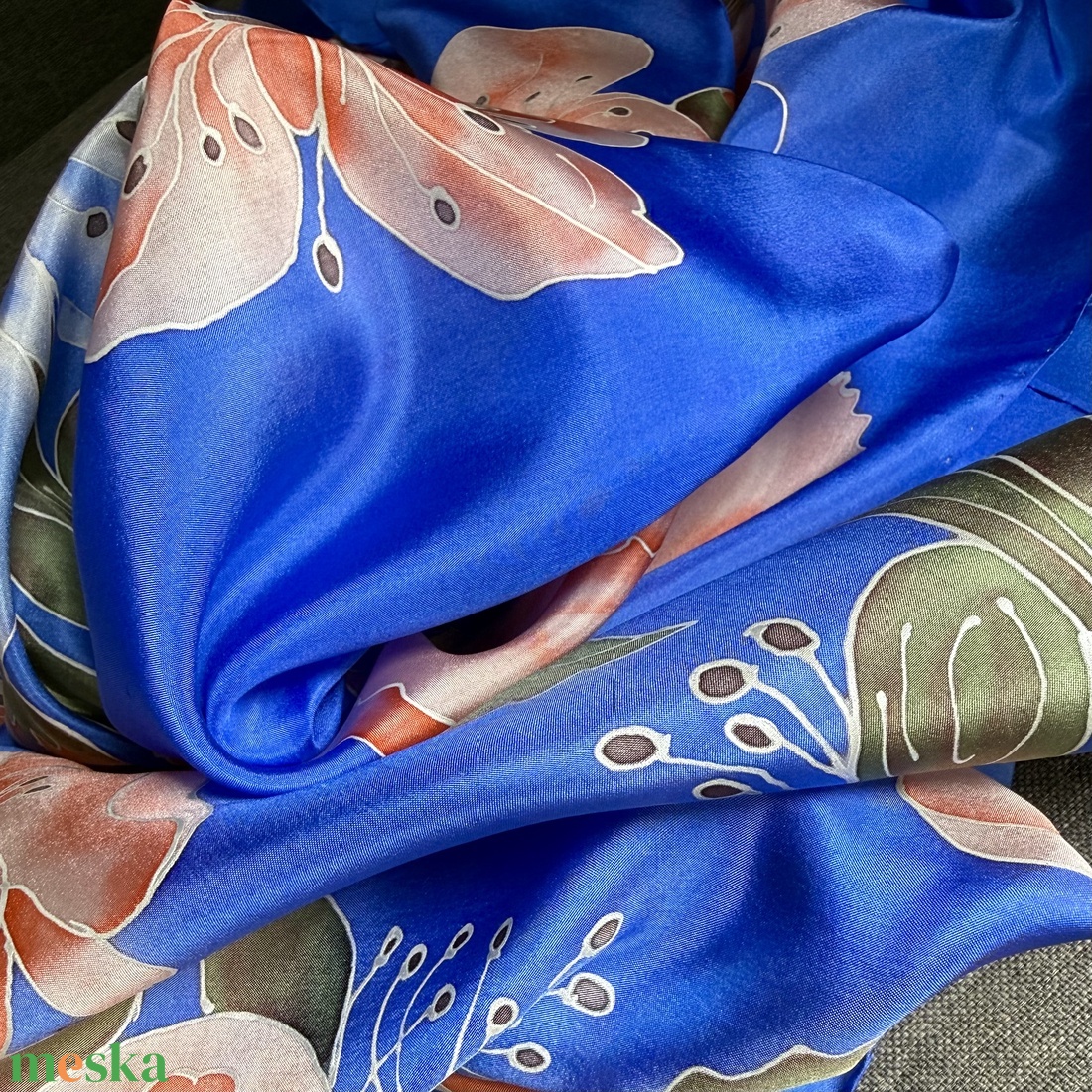 Magnóliás nagyméretű selyem sál stóla - ruha & divat - sál, sapka, kendő - sál - Meska.hu