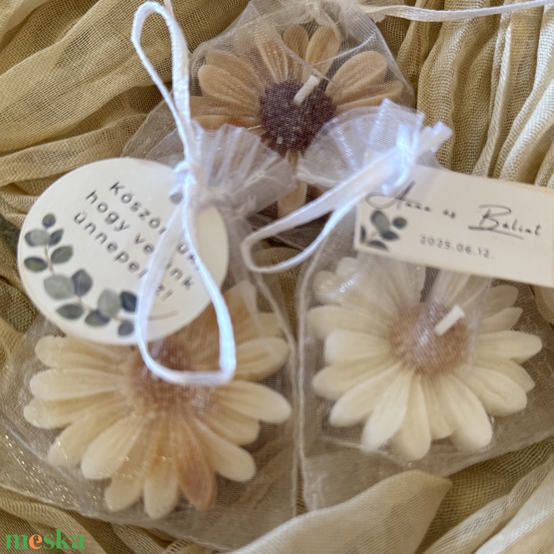 Újdonság! Margaréta gyertya köszönő ajándék  - esküvő - emlék & ajándék - köszönőajándék - Meska.hu