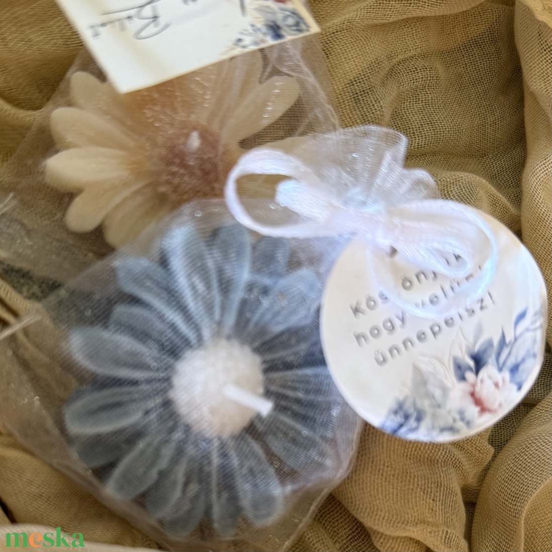 Újdonság! Margaréta gyertya köszönő ajándék  - esküvő - emlék & ajándék - köszönőajándék - Meska.hu