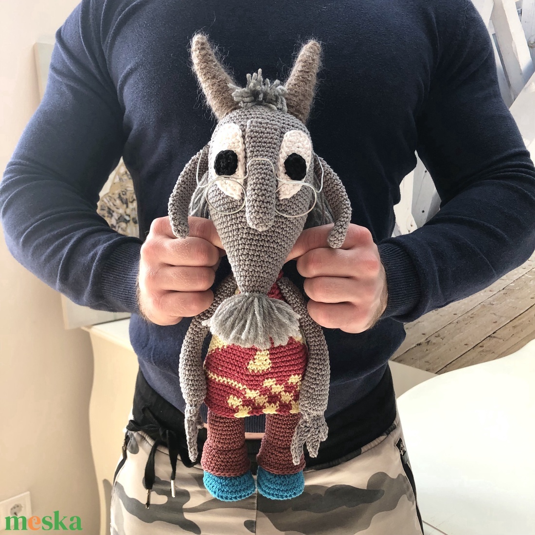 Horgolt kecske mester figura - amigurumi - játék & sport - plüssállat & játékfigura - plüss mesefigurák - Meska.hu