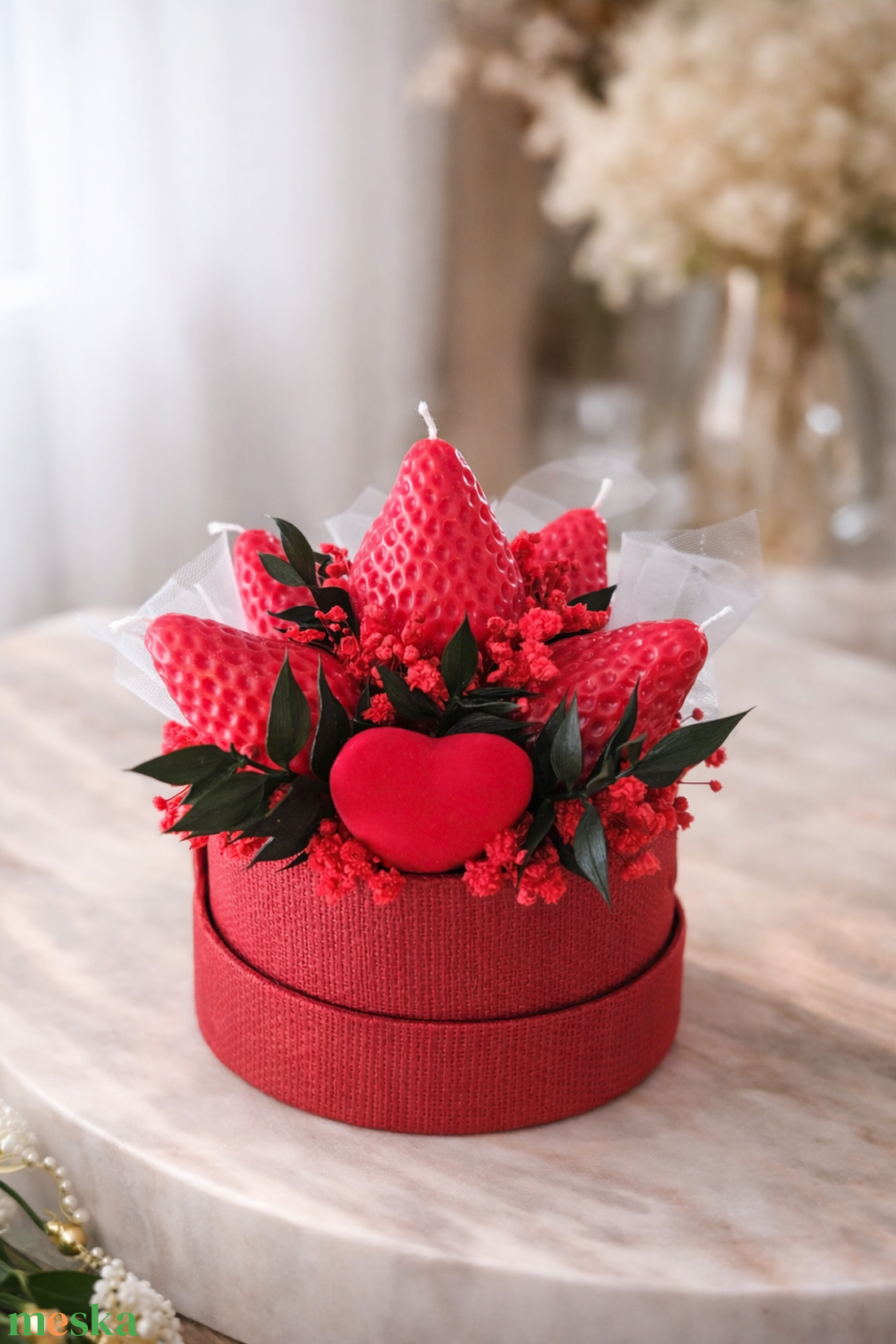 Piros Szív � epres gyertyabox - otthon & életmód - gyertya, illat, aroma - gyertya - Meska.hu
