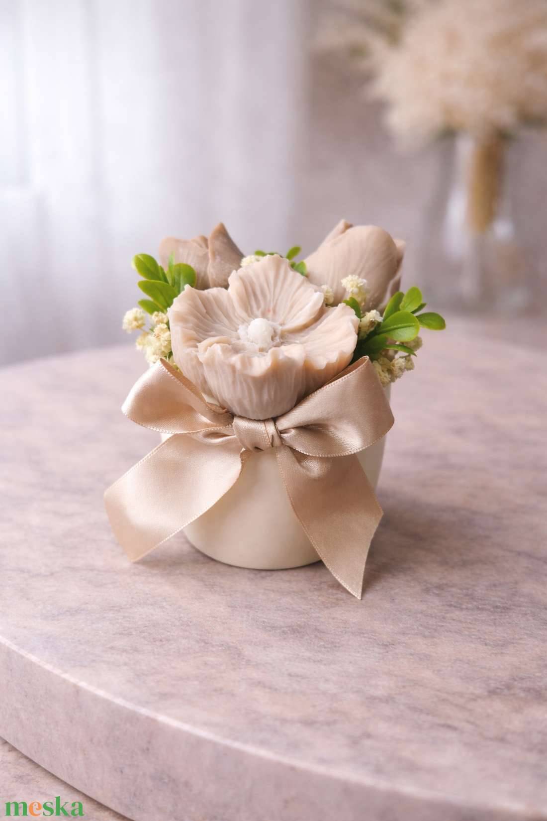 Finom Bézs � kézműves gyertyavirág box - otthon & életmód - gyertya, illat, aroma - gyertya - Meska.hu