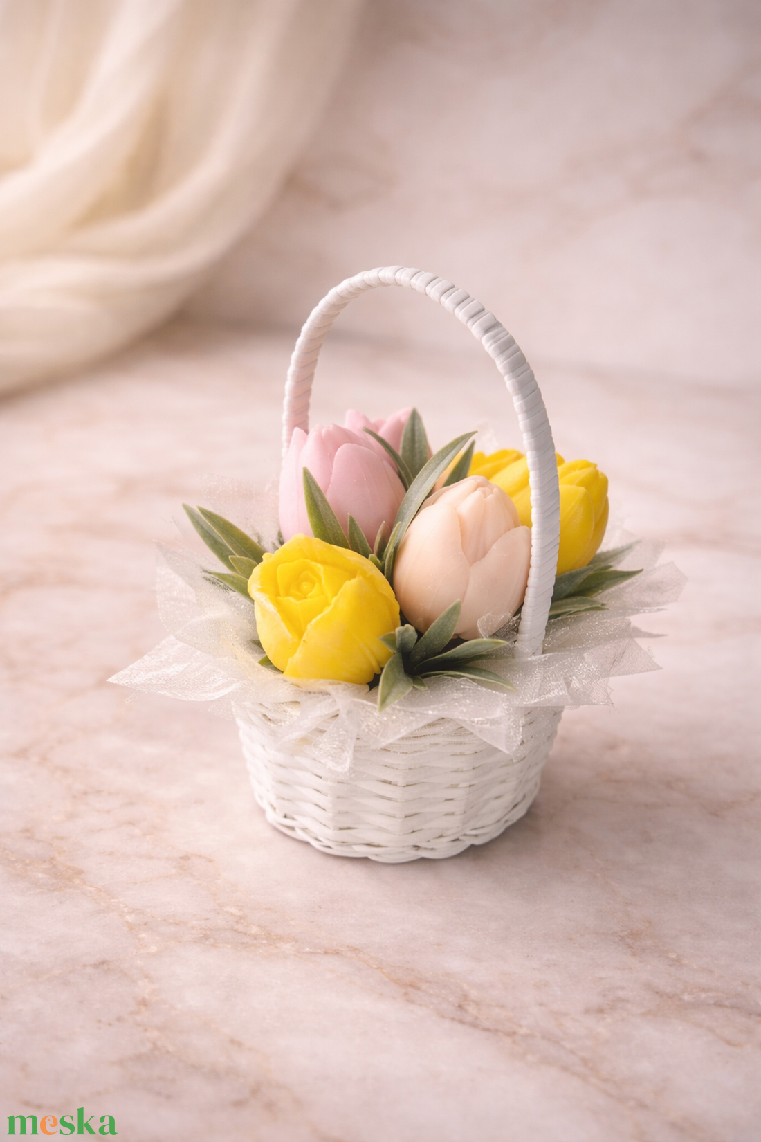 Napfényes Tavasz � tulipános illatviasz kosár - otthon & életmód - gyertya, illat, aroma - gyertya - Meska.hu