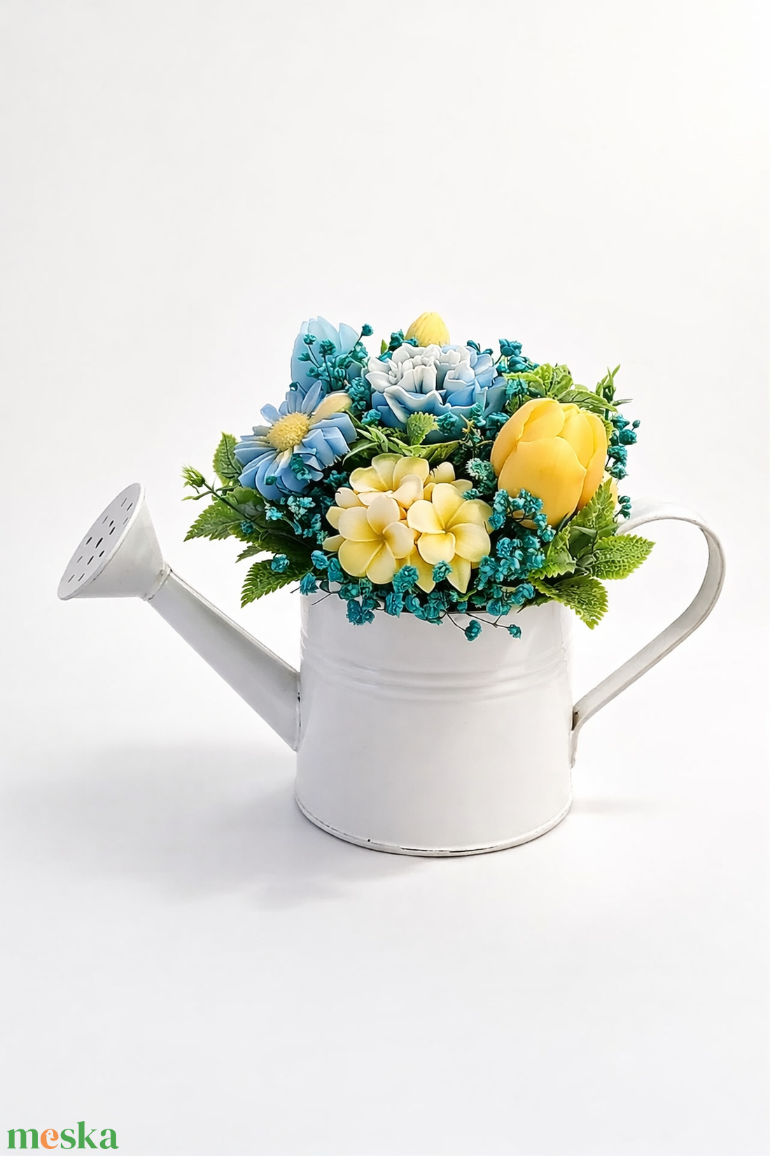 Tavaszi virágoskanna � kézzel készült viaszvirág dekoráció - otthon & életmód - gyertya, illat, aroma - gyertya - Meska.hu