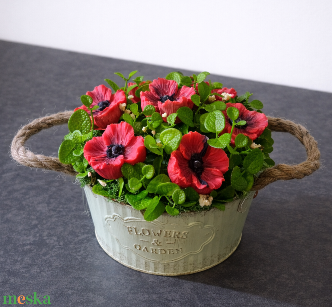 Pipacsos illatviasz kompozíció vintage kaspóban - otthon & életmód - gyertya, illat, aroma - gyertya - Meska.hu