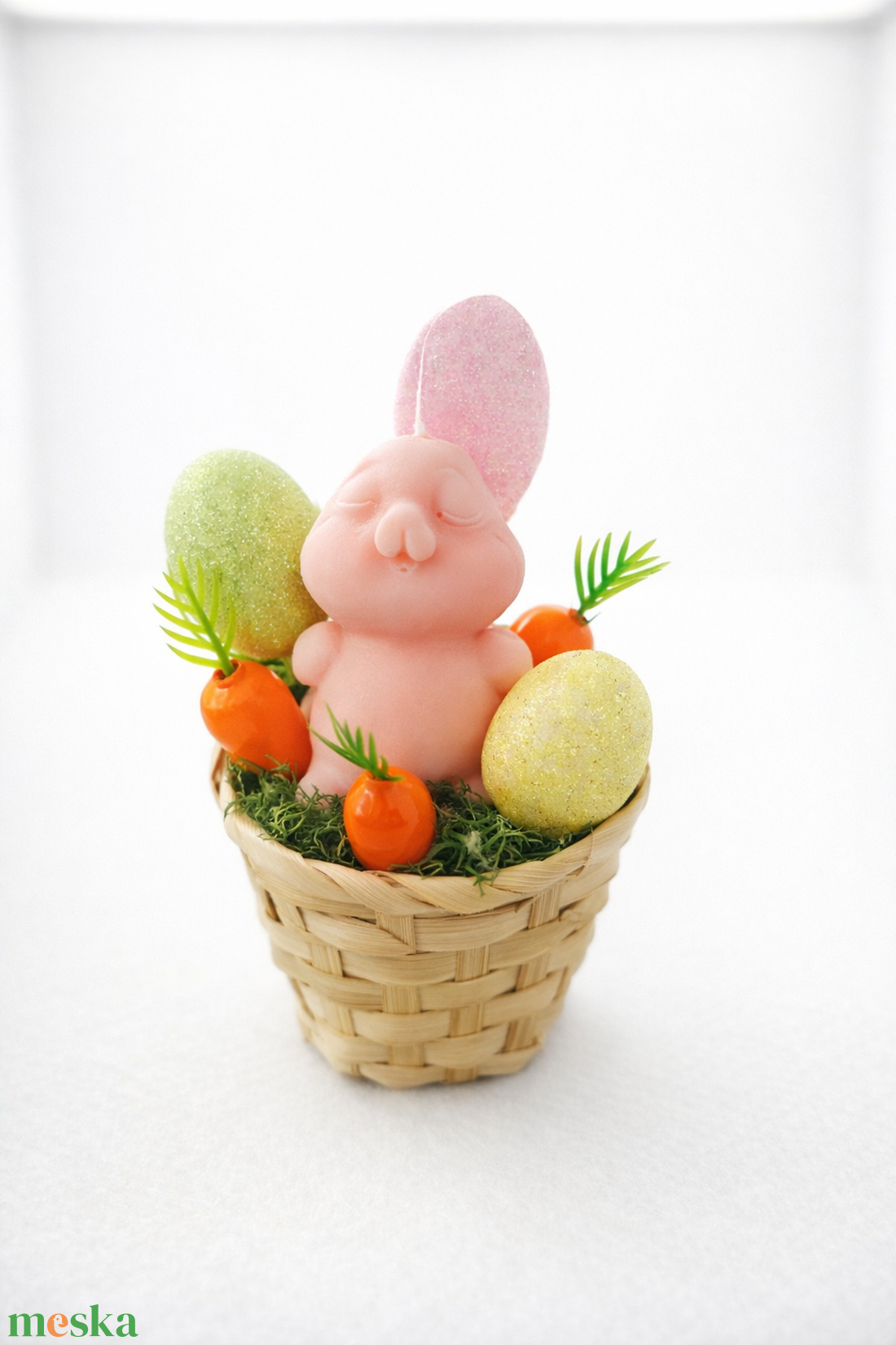 Tavaszi Nyuszi Kosárka � Húsvéti Dekor Gyertya - ünnepi díszek, dekorációk - húsvéti díszek és dekorációk - húsvéti gyertya - Meska.hu