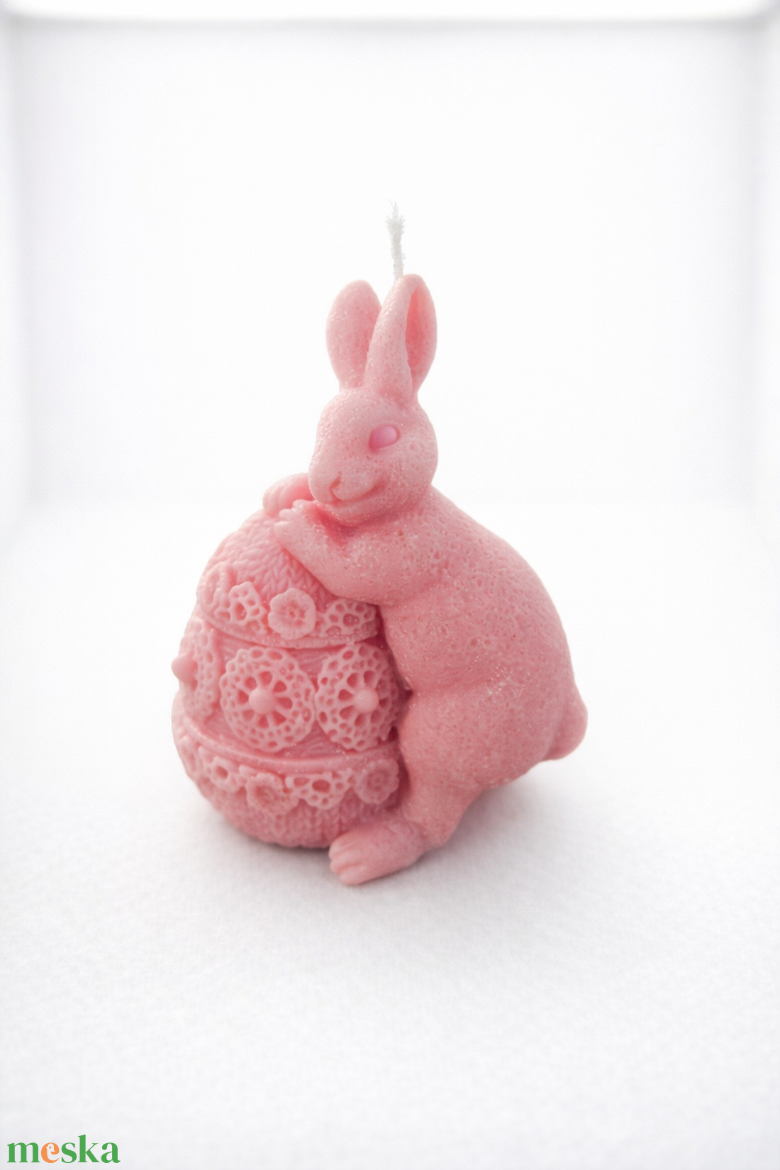 Nyuszi Tojáson Gyertya � Virágmintás Húsvéti Dekor - ünnepi díszek, dekorációk - húsvéti díszek és dekorációk - húsvéti gyertya - Meska.hu