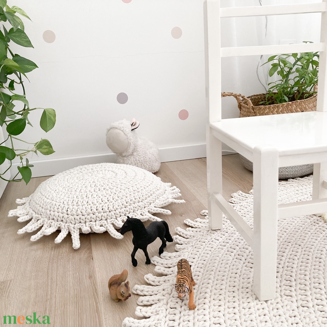 WOKI - horgolt (ülő)párna, kör alakú - otthon & életmód - lakástextil - szőnyeg - horgolt szőnyeg - Meska.hu