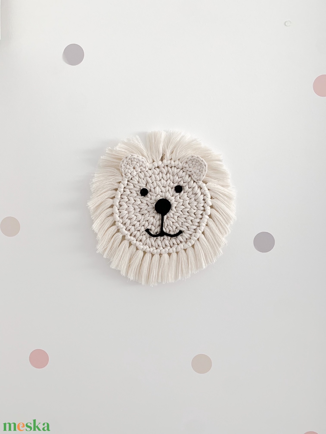 gyerekszobai fali dekoráció, horgolt jegesmaci - otthon & életmód - dekoráció - fali és függő dekoráció - falra akasztható dekor - Meska.hu