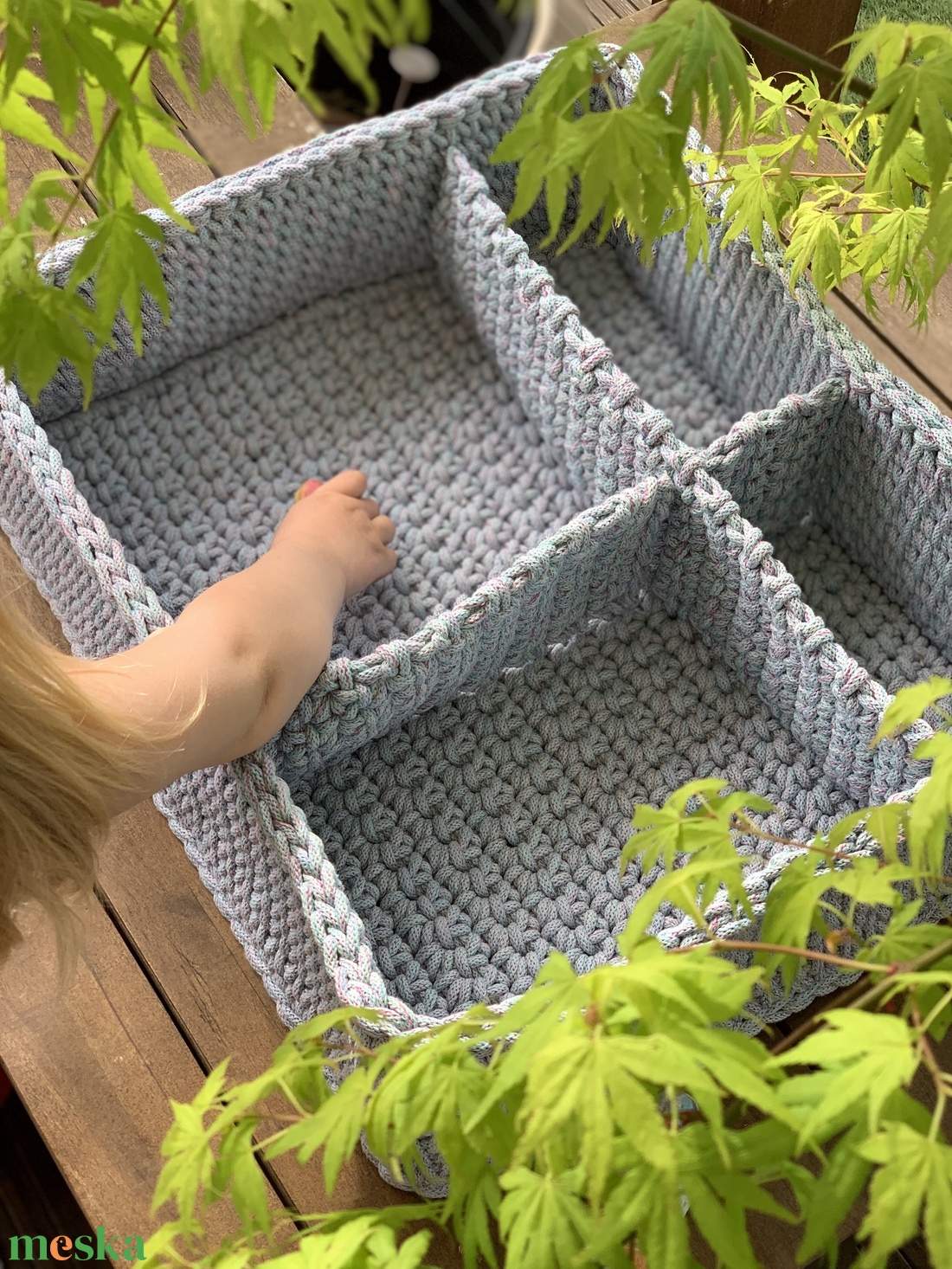 horgolt tároló kosár - otthon & életmód - tárolás & rendszerezés - tárolókosár - Meska.hu