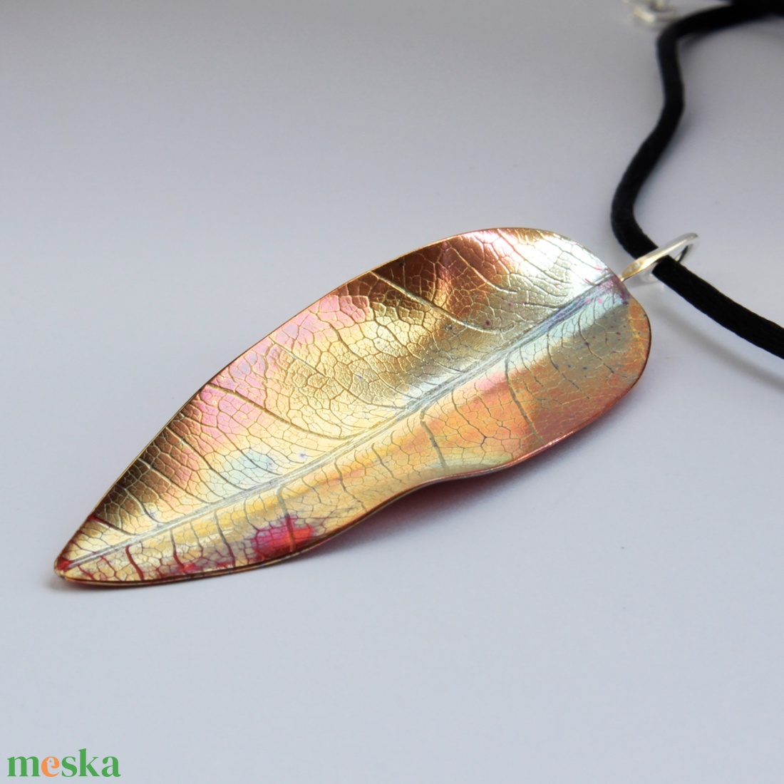 Olajfalevél medál vörösrézből ezüst szárral - ékszer - nyaklánc - medálos nyaklánc - Meska.hu