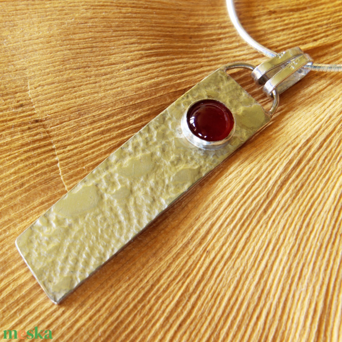 Aranyszem karneolos ezüst medál ezüst lánccal - ékszer - nyaklánc - medál - Meska.hu