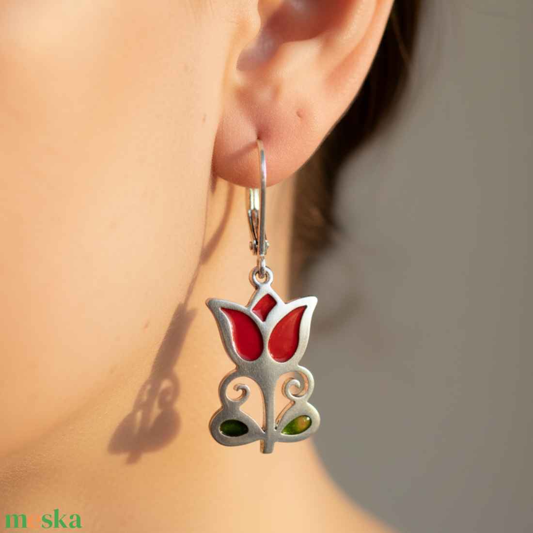 Tulipán Fülbevaló - ékszer - fülbevaló - lógó fülbevaló - Meska.hu