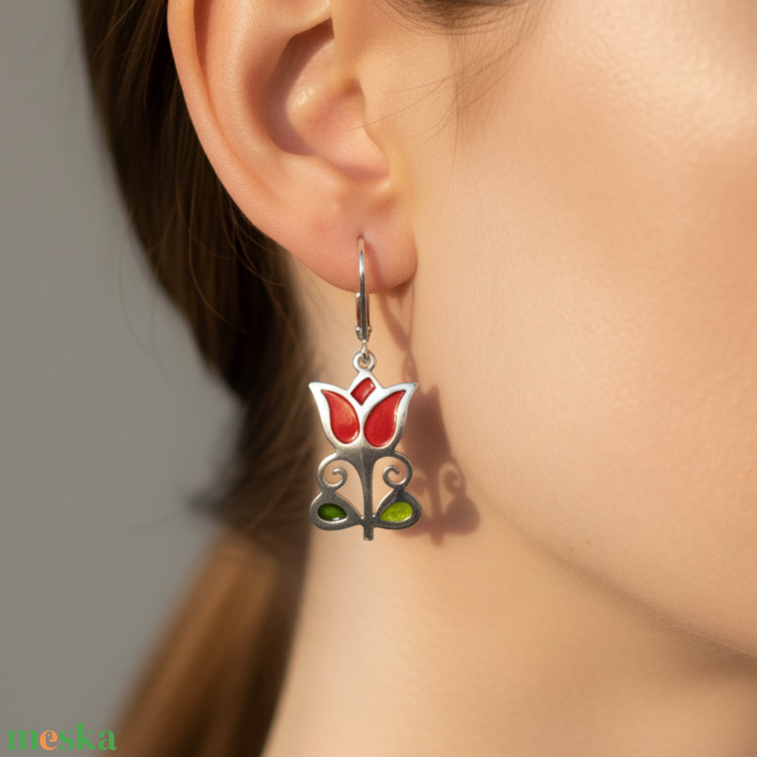 Tulipán Fülbevaló - ékszer - fülbevaló - lógó fülbevaló - Meska.hu