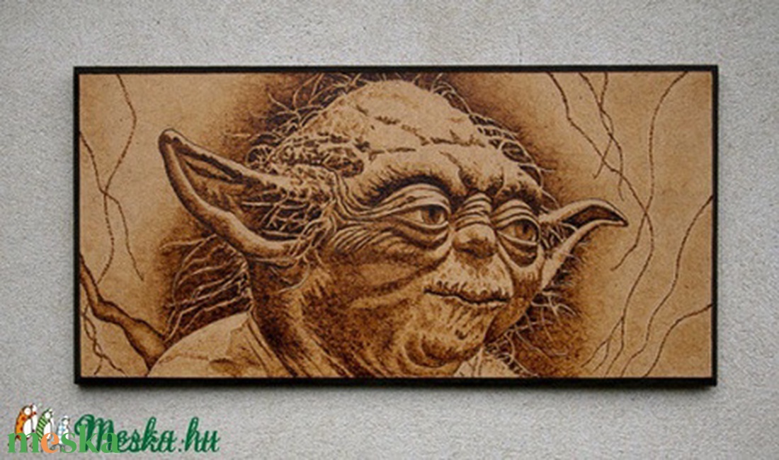 Yoda portré fába égetett kép - otthon & életmód - dekoráció - kép & falikép - fából készült kép - Meska.hu