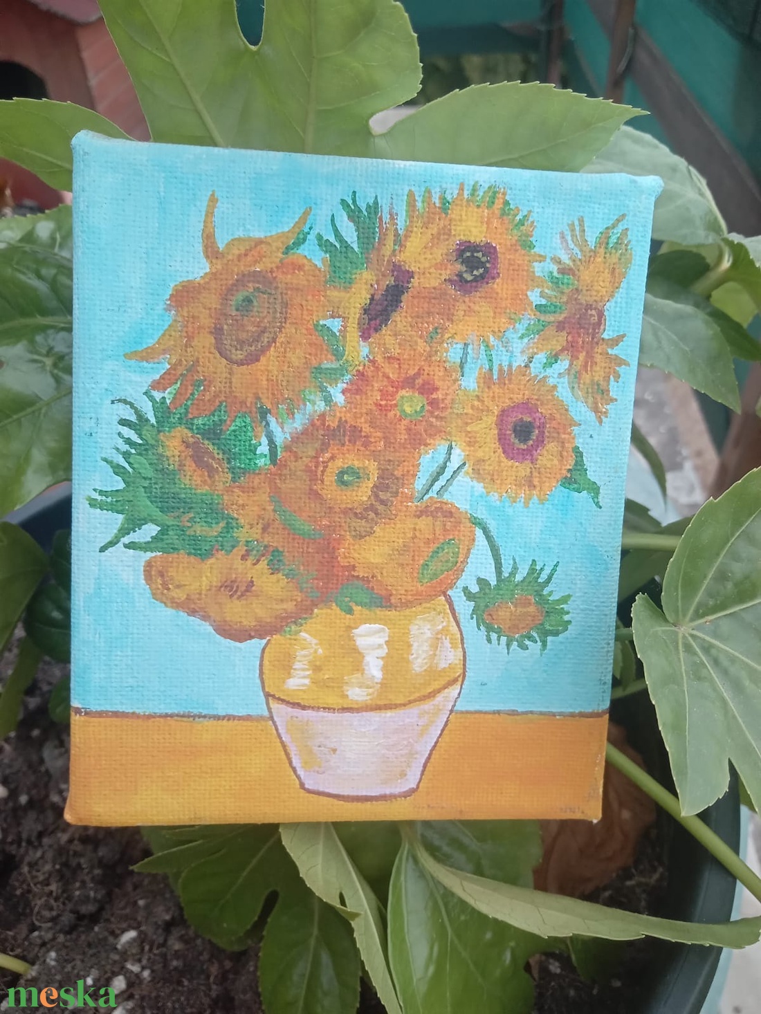 Napraforgók mini festmény - művészet - festmény - akril - Meska.hu