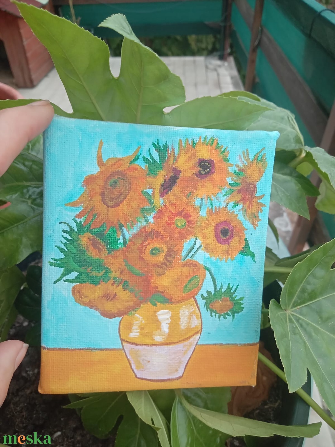 Napraforgók mini festmény - művészet - festmény - akril - Meska.hu