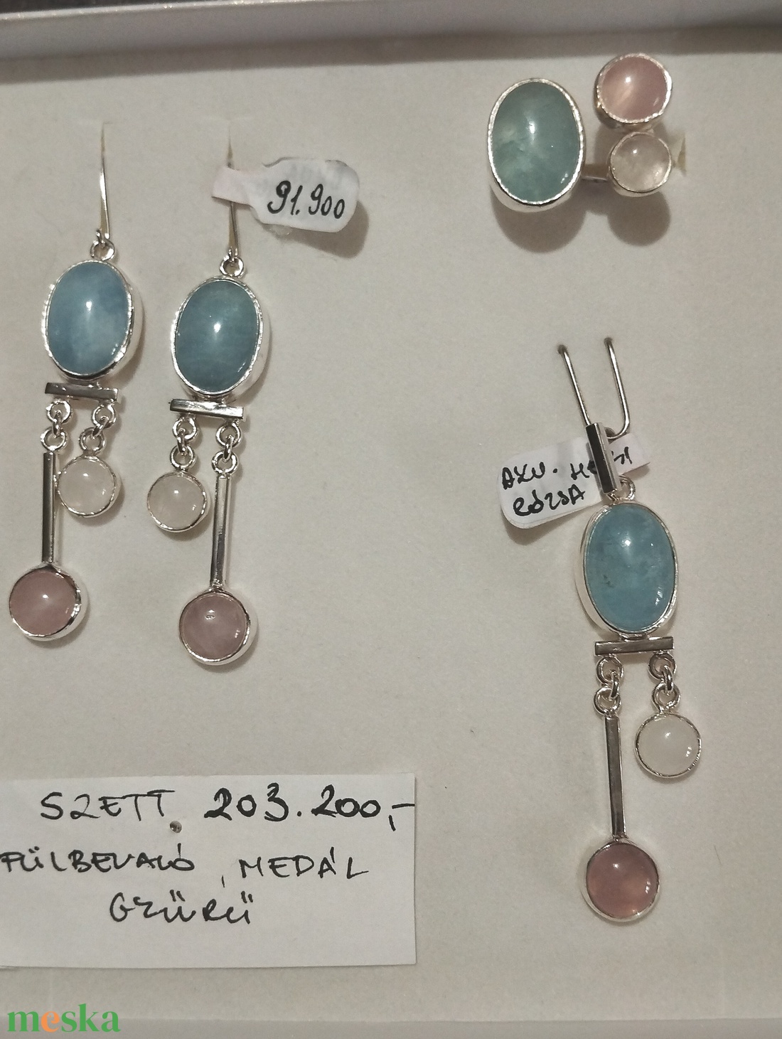 Akvamarin ékszer szett - ékszer - ékszerszett - Meska.hu