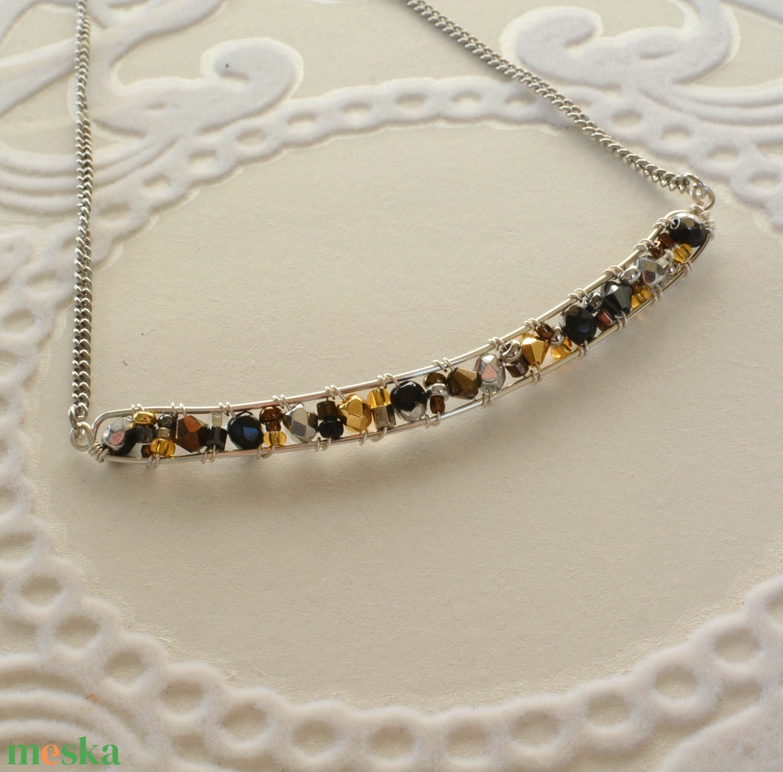 Lánc Minikincsek - Line Ezüst, Bronz, Arany, Fekete - ékszer - nyaklánc - gyöngyös nyaklánc - Meska.hu Lánc Minikincsek - Line Ezüst, Bronz, Arany, Fekete - ékszer - nyaklánc - gyöngyös nyaklánc - Meska.hu