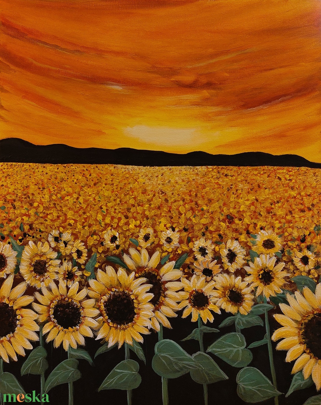 Napraforgó mező  - művészet - festmény - akril - Meska.hu