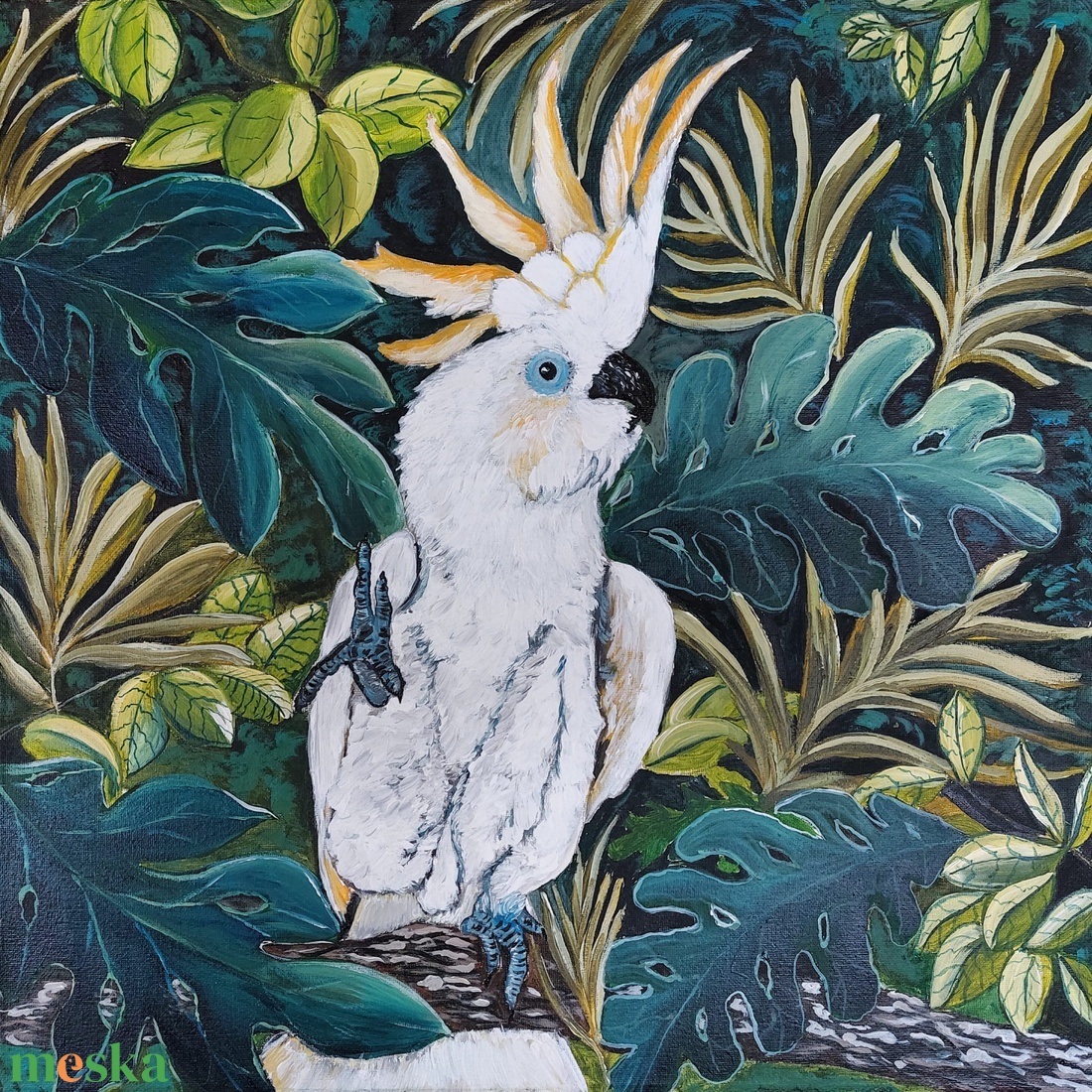 Kakadu - művészet - festmény - akril - Meska.hu