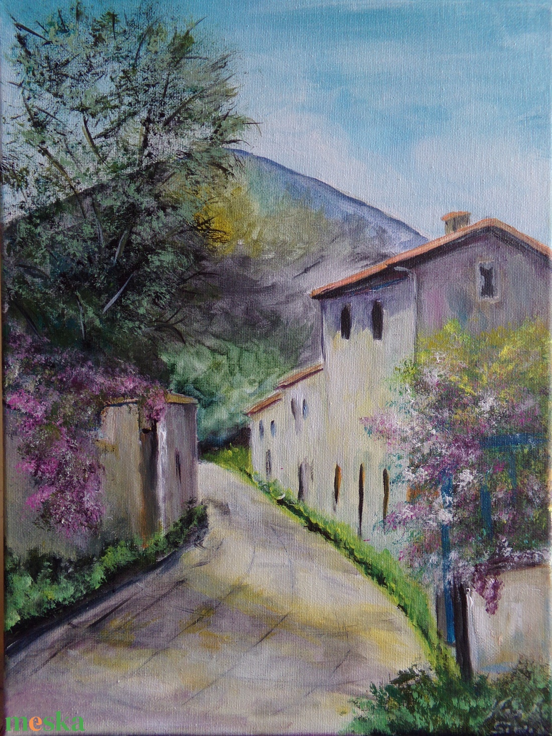 Mediterán utca - művészet - festmény - akril - Meska.hu