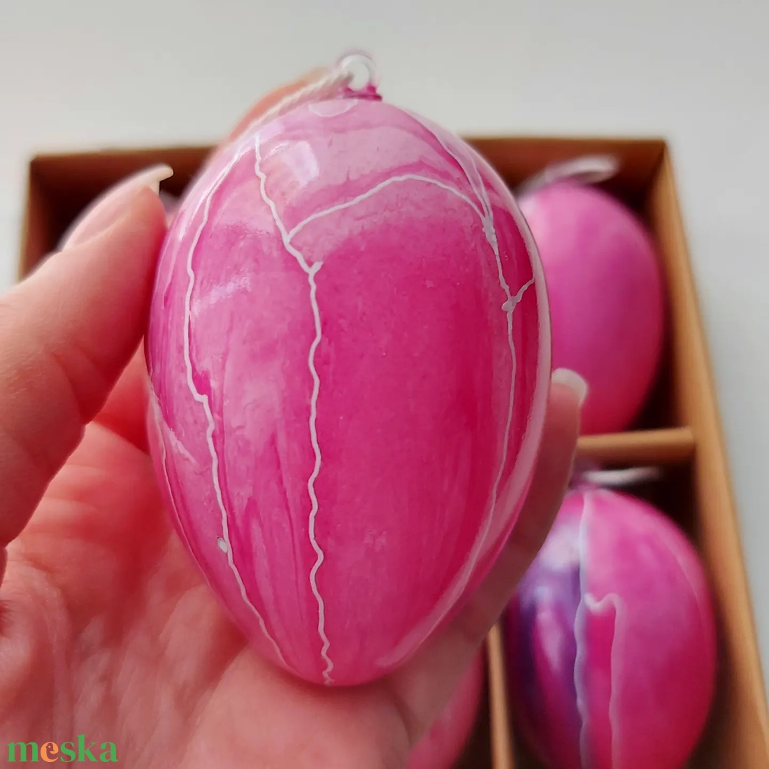 Húsvéti tojás 6 db-os szett rózsaszín-fehér - otthon & lakás - dekoráció - dísztárgy - Meska.hu
