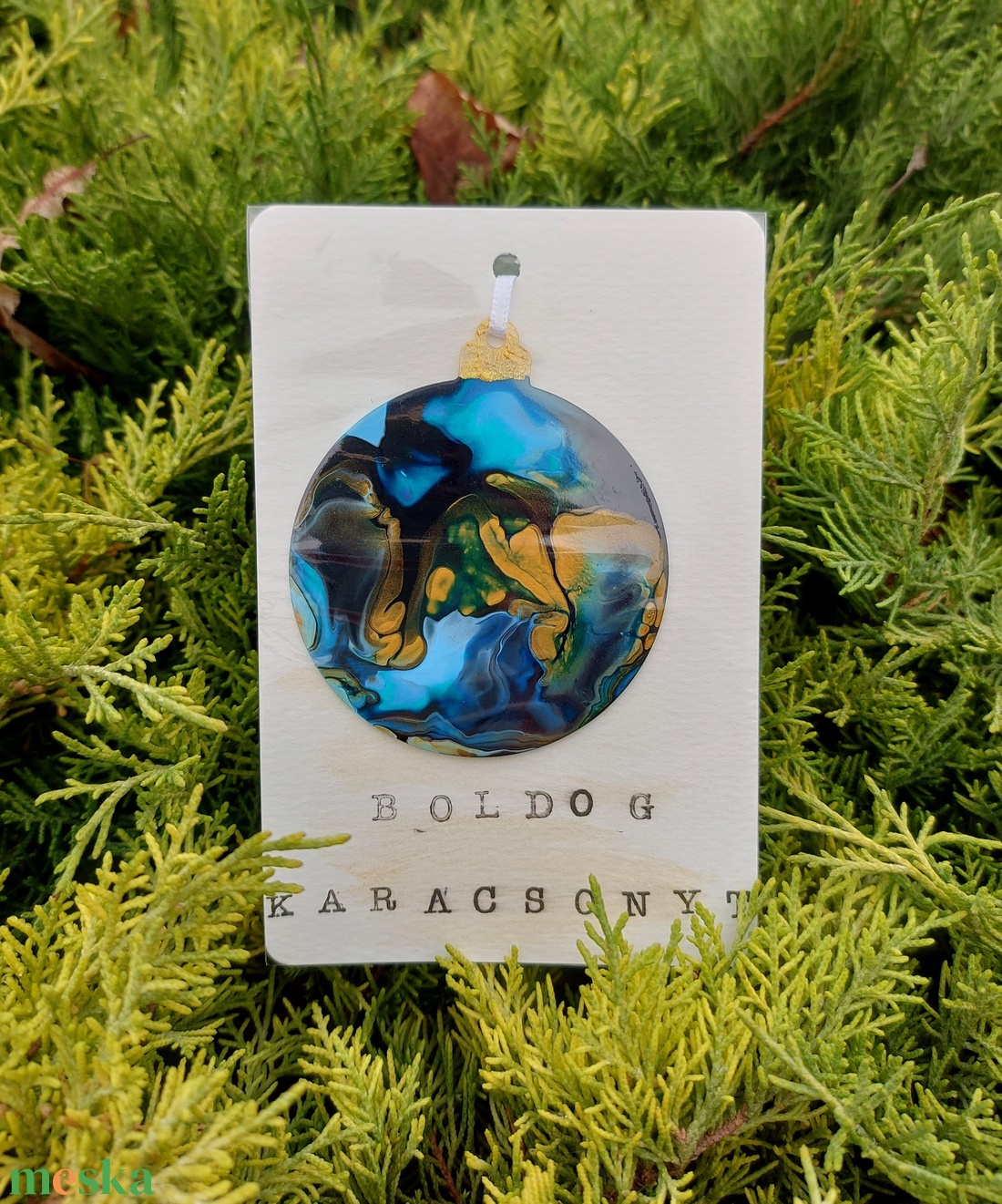 Karácsonyfadísz kék gömb  - karácsony - karácsonyi lakásdekoráció - karácsonyfadíszek - Meska.hu