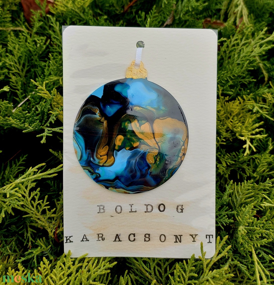 Karácsonyfadísz kék gömb  - karácsony - karácsonyi lakásdekoráció - karácsonyfadíszek - Meska.hu