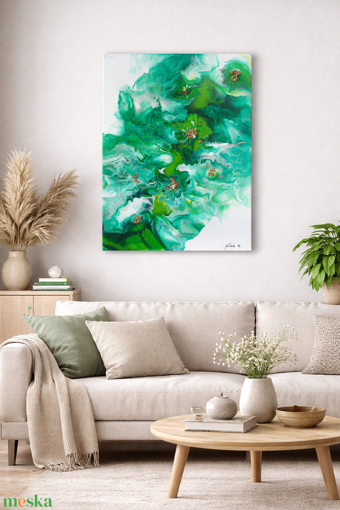 Absztrakt festmény - Smaragdörvény - művészet - festmény - akril - Meska.hu