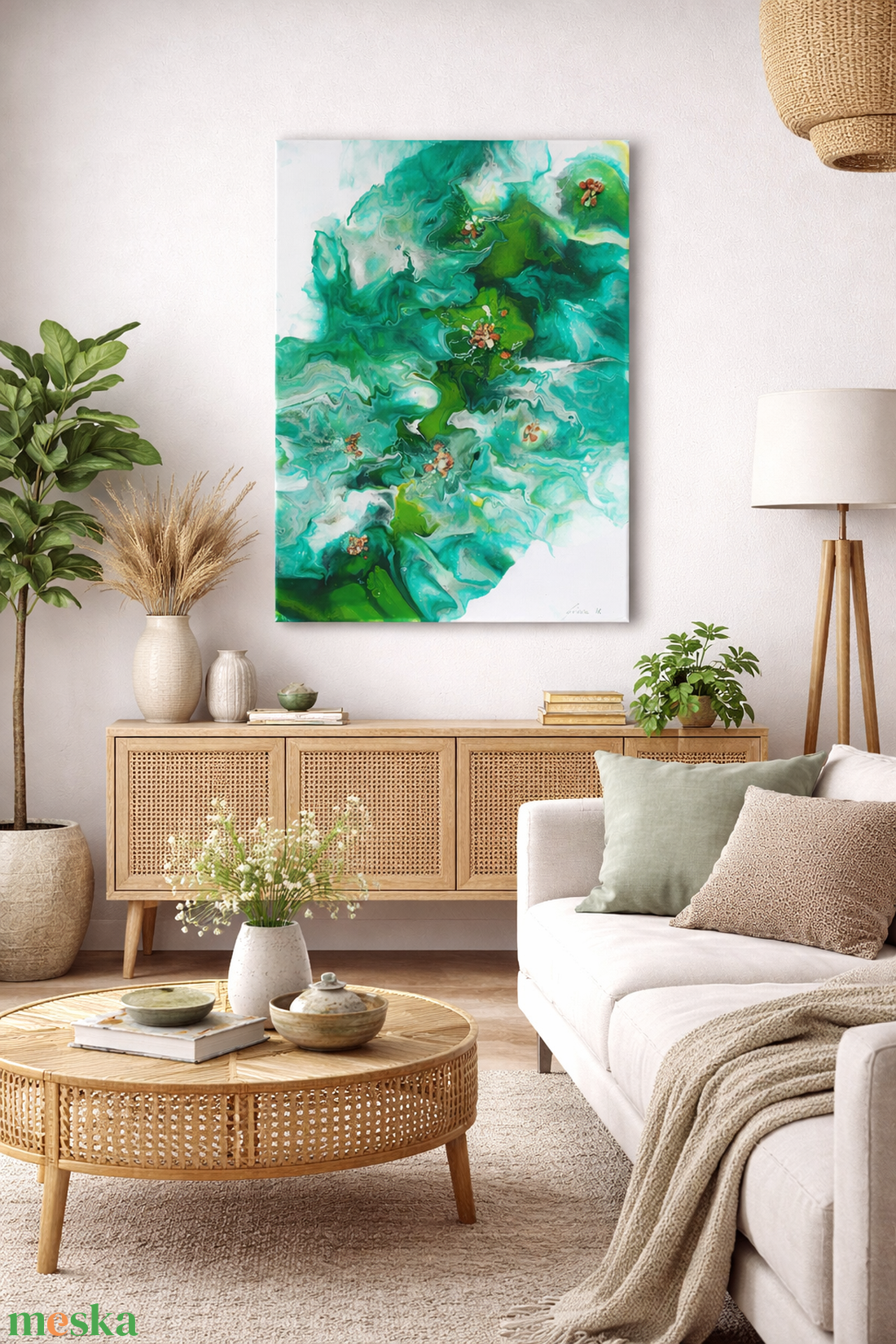 Absztrakt festmény - Smaragdörvény - művészet - festmény - akril - Meska.hu