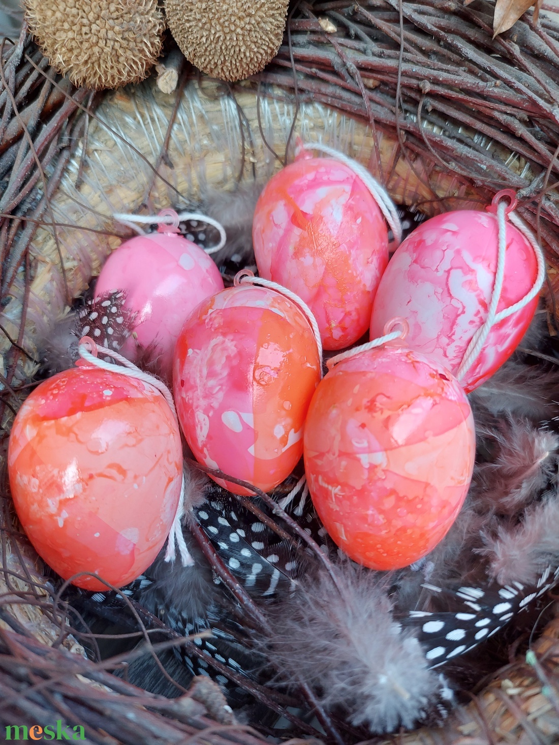 Húsvéti tojások  - Fagyi pink-barack  - ünnepi díszek, dekorációk - húsvéti díszek és dekorációk - húsvéti tojás, hímestojás - Meska.hu