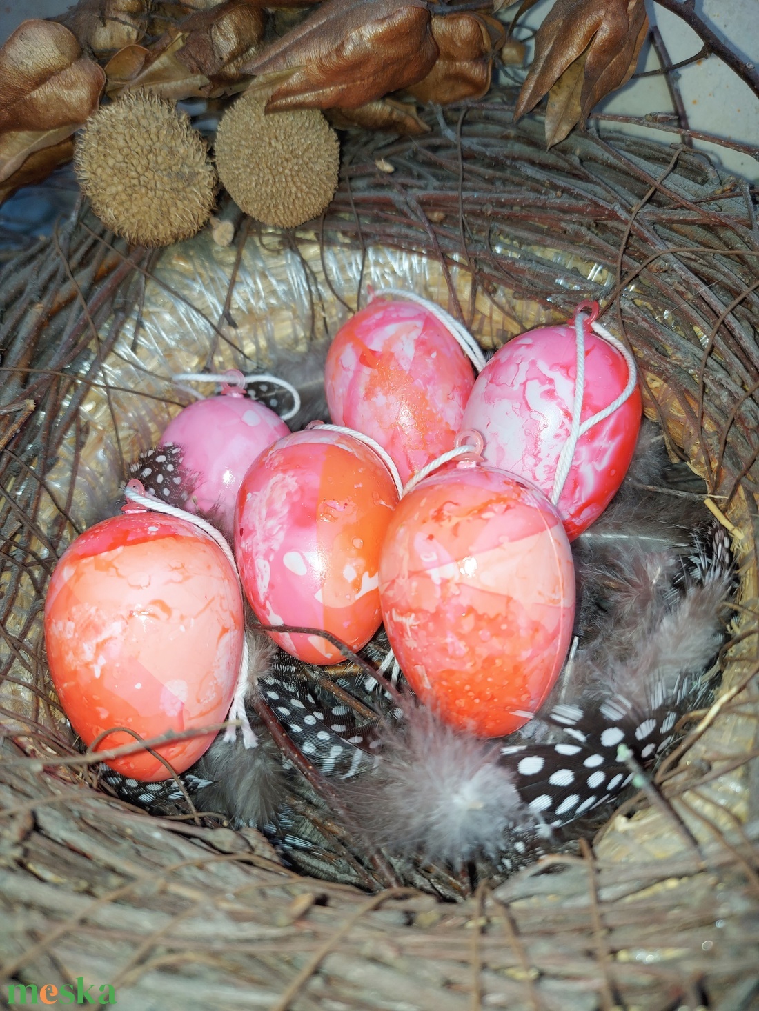 Húsvéti tojások  - Fagyi pink-barack  - ünnepi díszek, dekorációk - húsvéti díszek és dekorációk - húsvéti tojás, hímestojás - Meska.hu