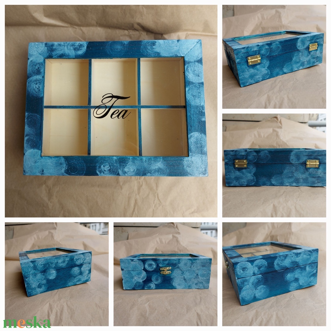 Teás doboz - Kék hold nagy - otthon & életmód - tárolás & rendszerezés - doboz - Meska.hu