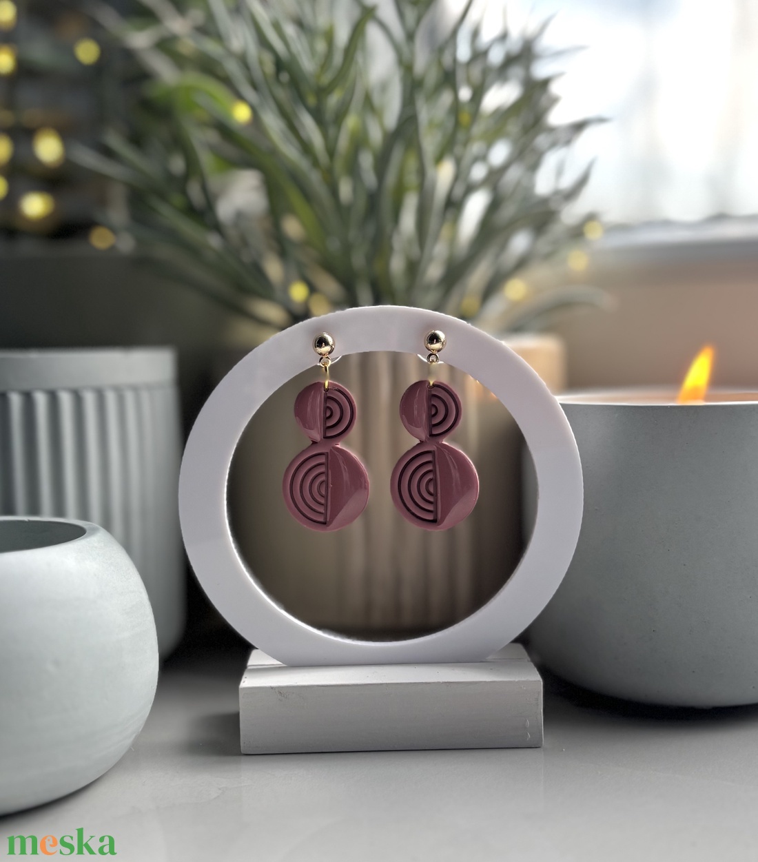 Iza - Mauve Absztrakt Fülbevaló - esküvő - ékszer - fülbevaló - Meska.hu