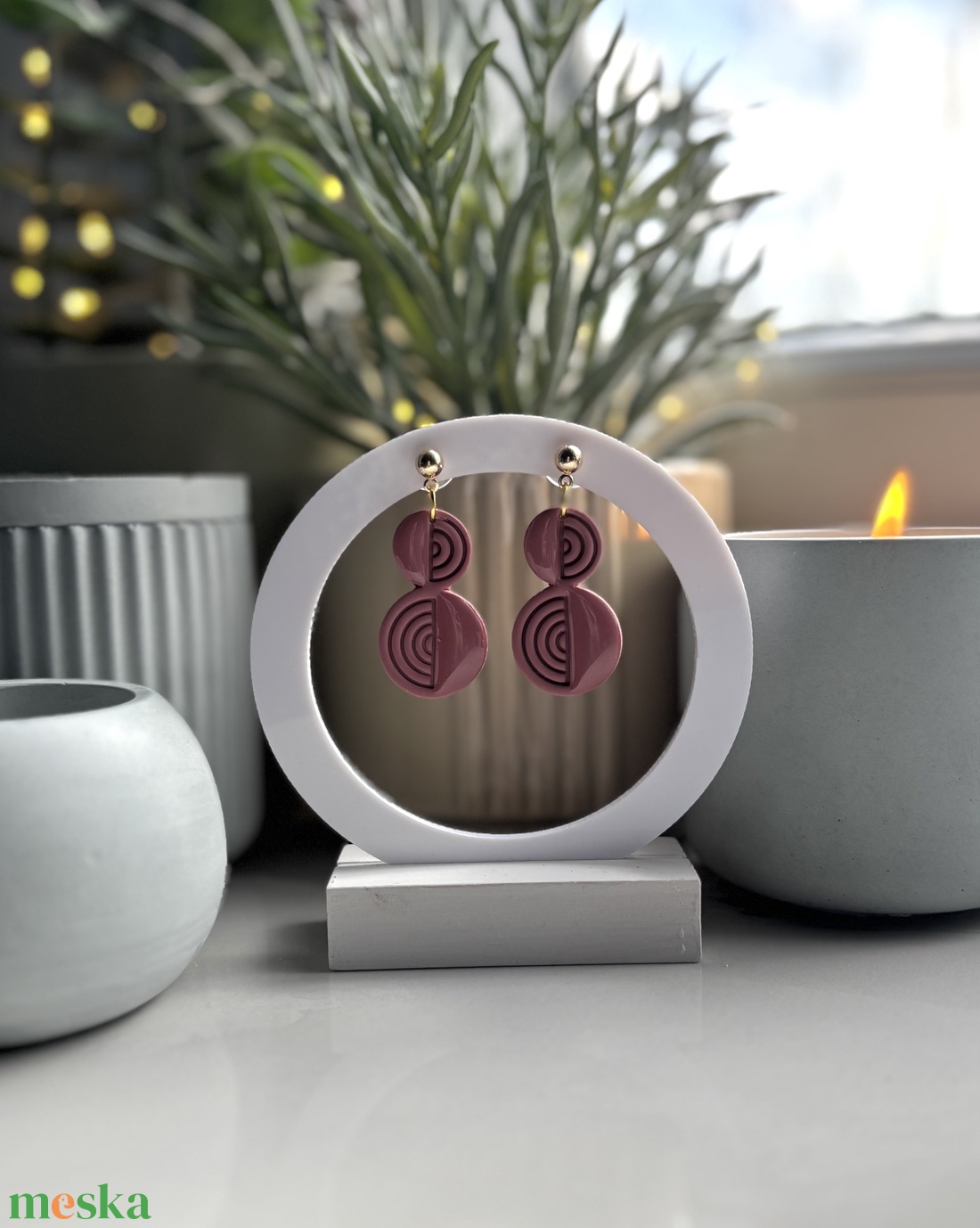 Iza - Mauve Absztrakt Fülbevaló - esküvő - ékszer - fülbevaló - Meska.hu