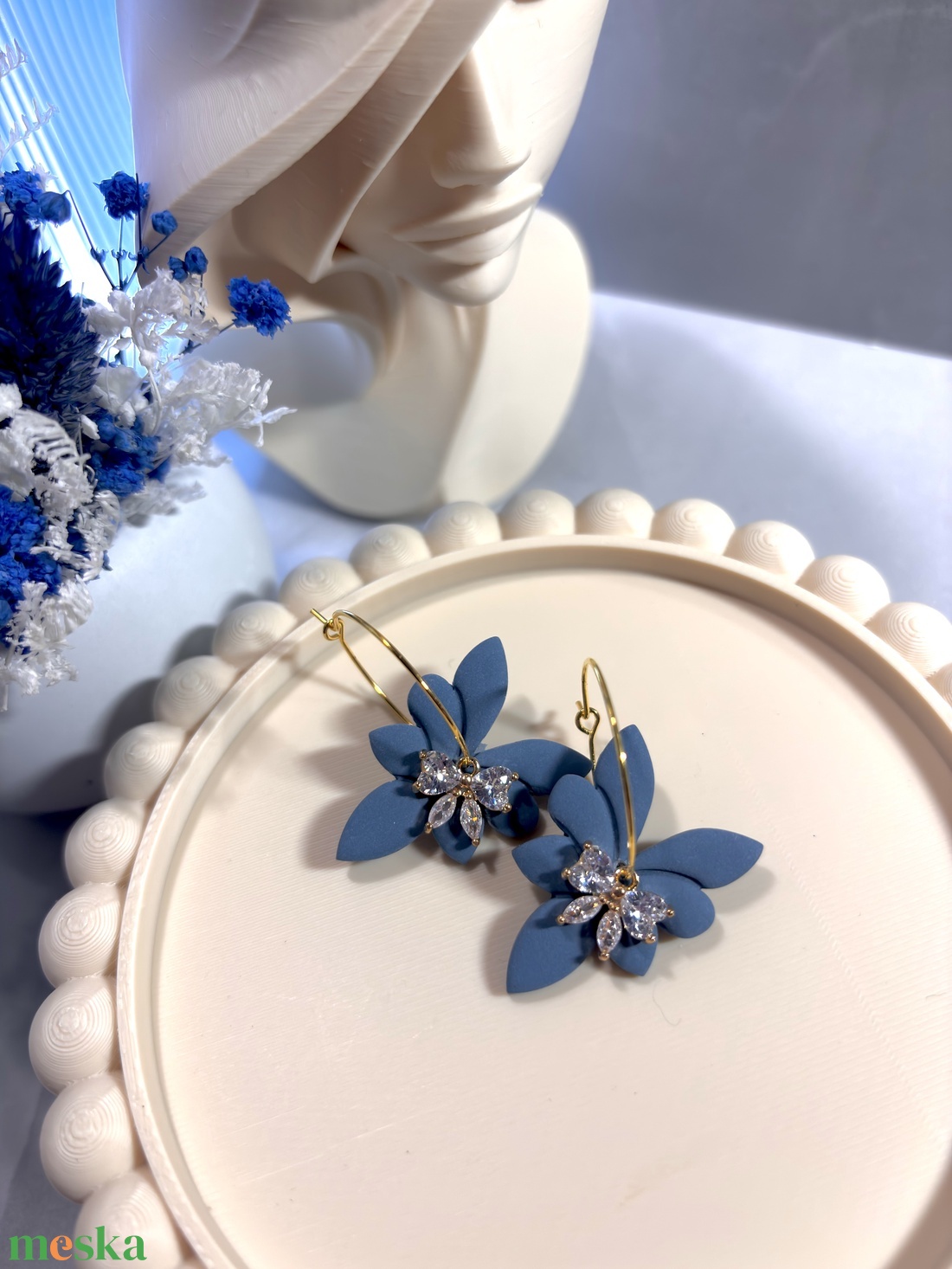 Dimi - Hamvas Türkiz Kék Szárny Fülbevaló Czírkónia masnival - esküvő - ékszer - fülbevaló - Meska.hu