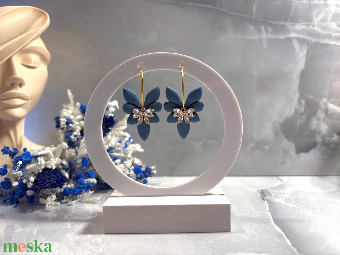 Dimi - Hamvas Türkiz Kék Szárny Fülbevaló Czírkónia masnival - esküvő - ékszer - fülbevaló - Meska.hu