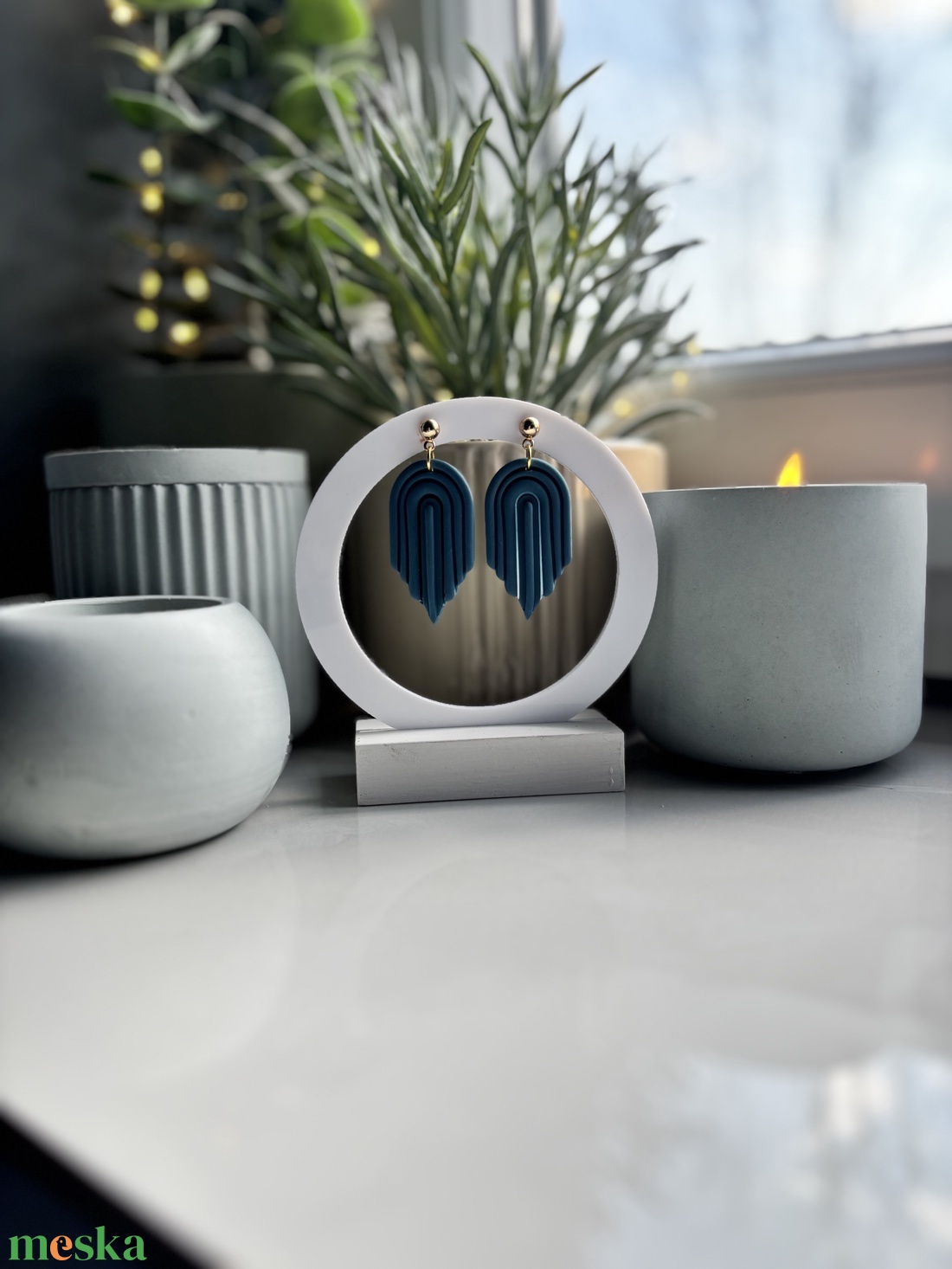 Genova - Türkizkék Absztrakt Boltív Fülbevaló - esküvő - ékszer - fülbevaló - Meska.hu