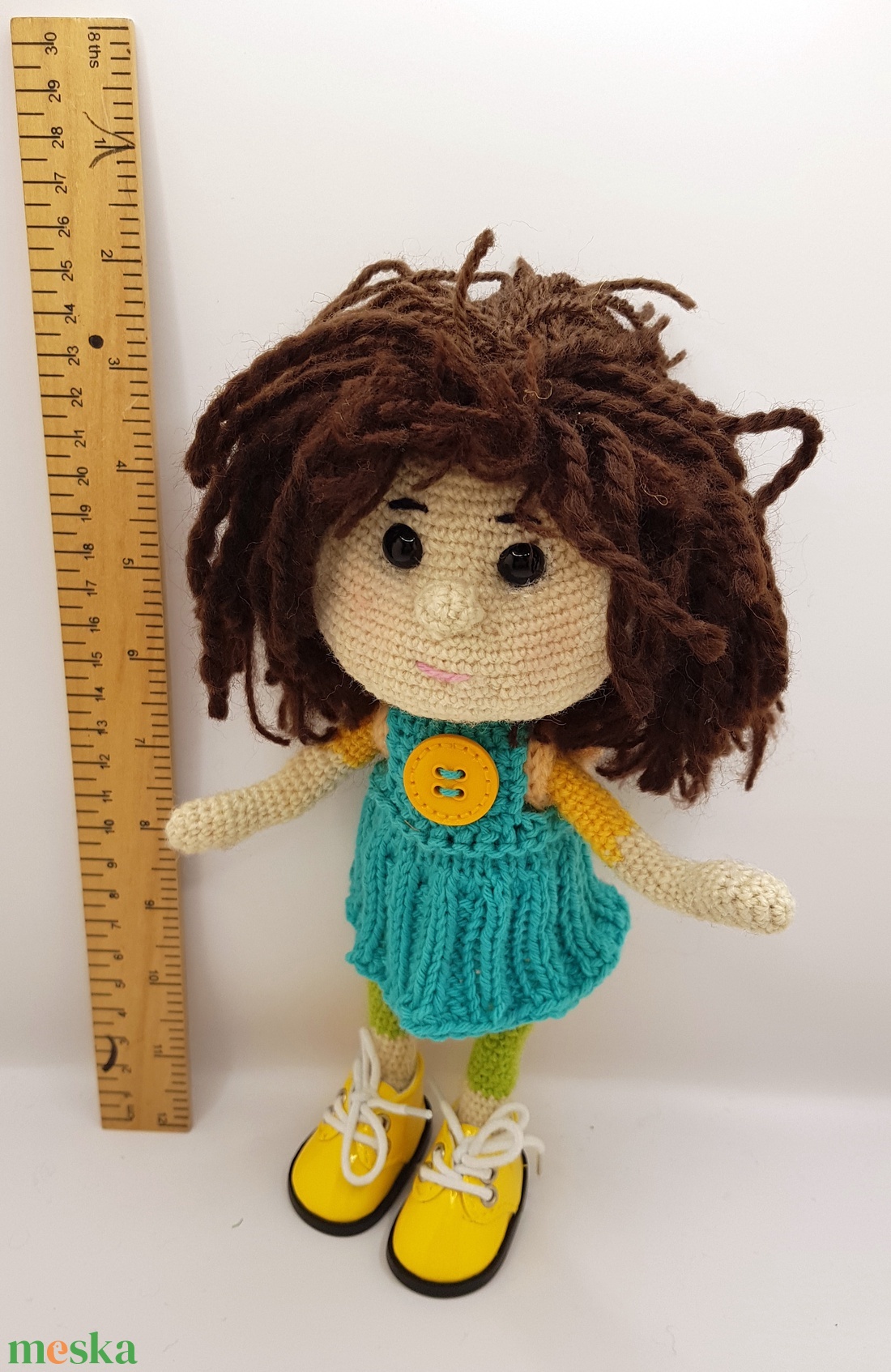 Sárga cipős baba hátizsákkal - játék & sport - baba & babaház - baba - Meska.hu