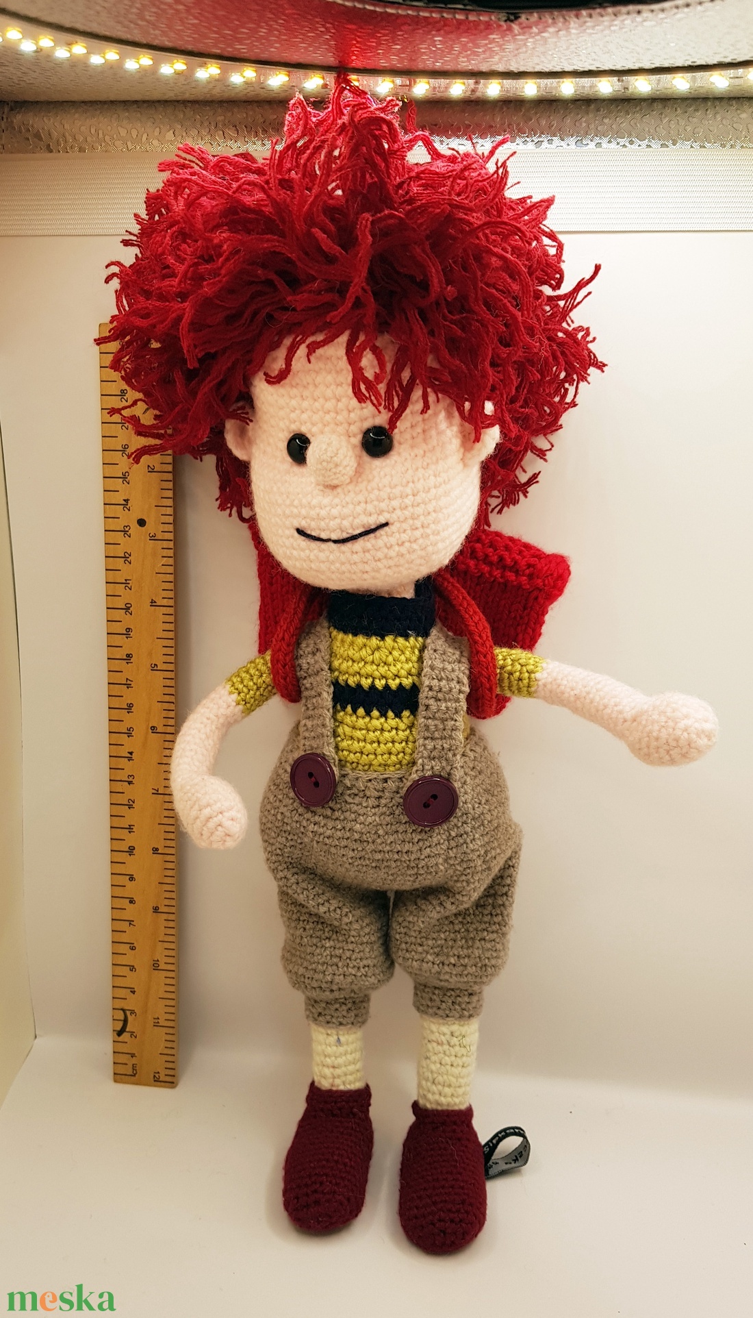 32 cm magas vörös hajú fiú baba hátizsákkal - játék & sport - baba & babaház - baba - Meska.hu