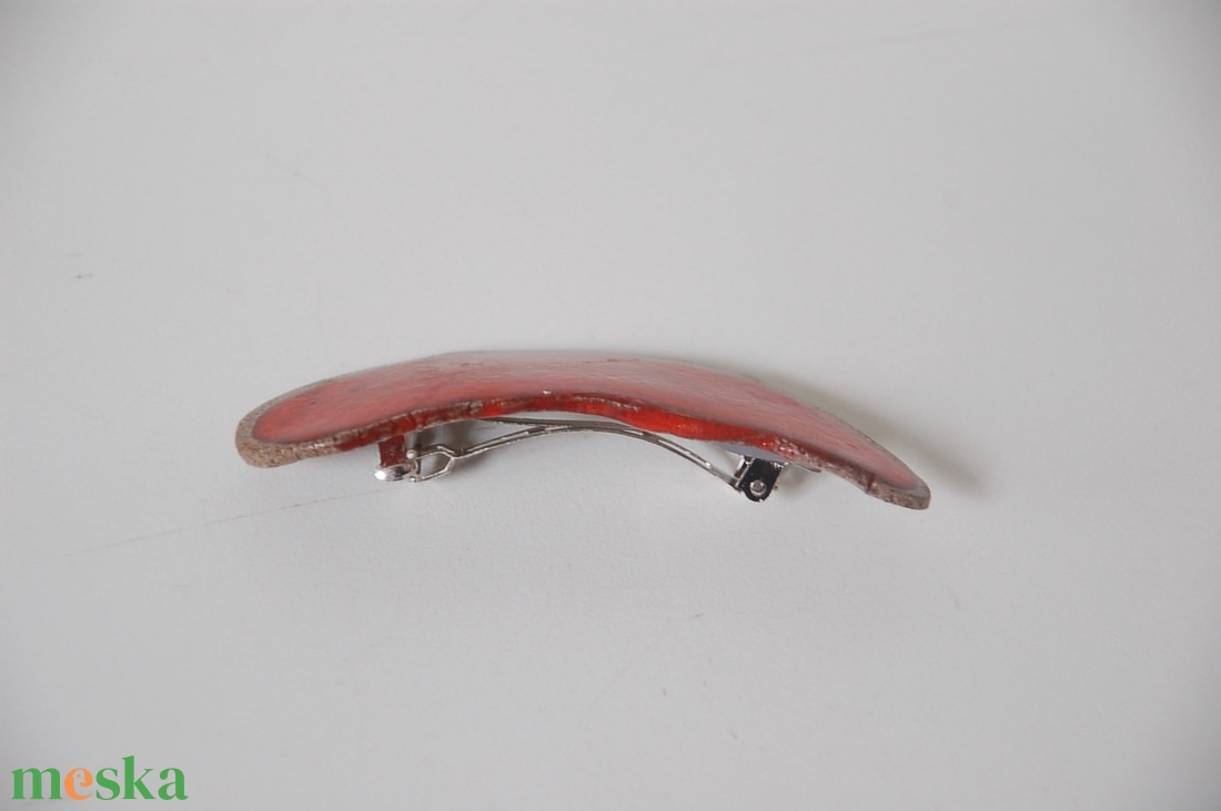 Tűzpiros hajcsat - kellékek & szerszámok - díszíthető tárgyak - kerámia - Meska.hu