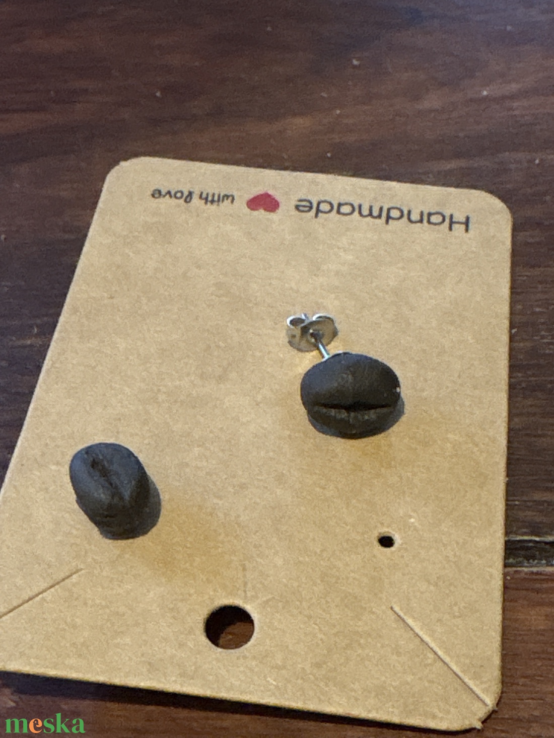 Kávébabszem fülbevaló - művészet - szobor - kerámia - Meska.hu