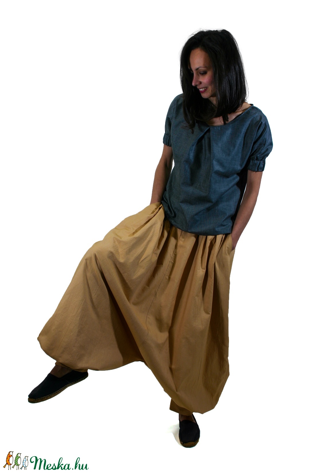 Szultána nadrág - ejtett ülepű nadrág - hárem nadrág - ruha & divat - női ruha - nadrág - Meska.hu