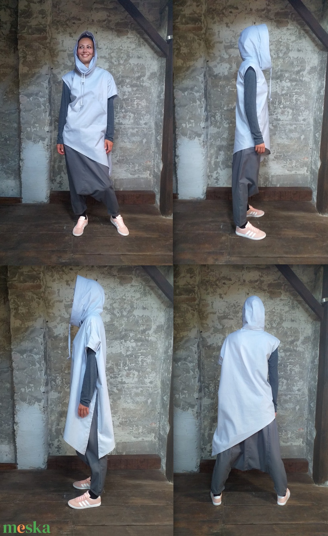 Force Hoodie - aszimmetrikus felső - kapucnis hosszú pulcsi - kenguruzseb - ruha & divat - női ruha - tunika - Meska.hu