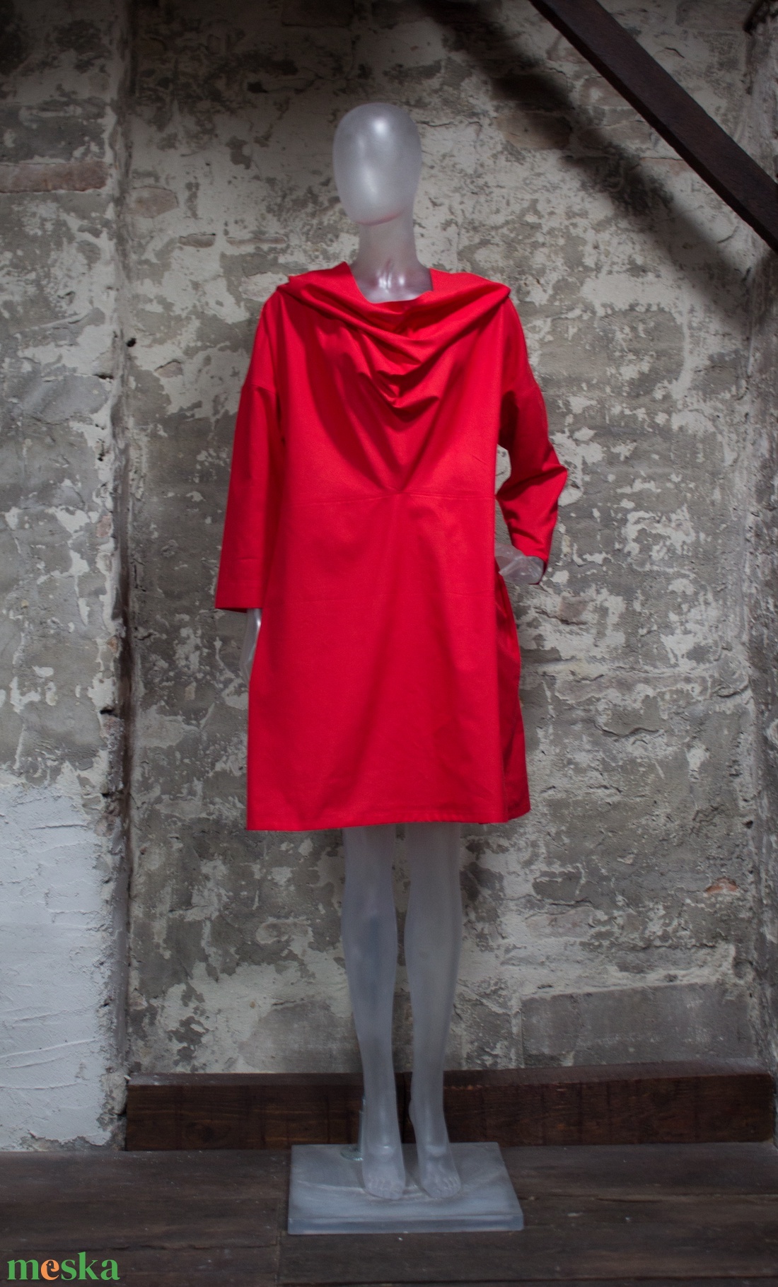 Altered dress - hosszú ujjú, ejtett elejű, kapucnis, térdig érő ruha - ruha & divat - női ruha - ruha - Meska.hu