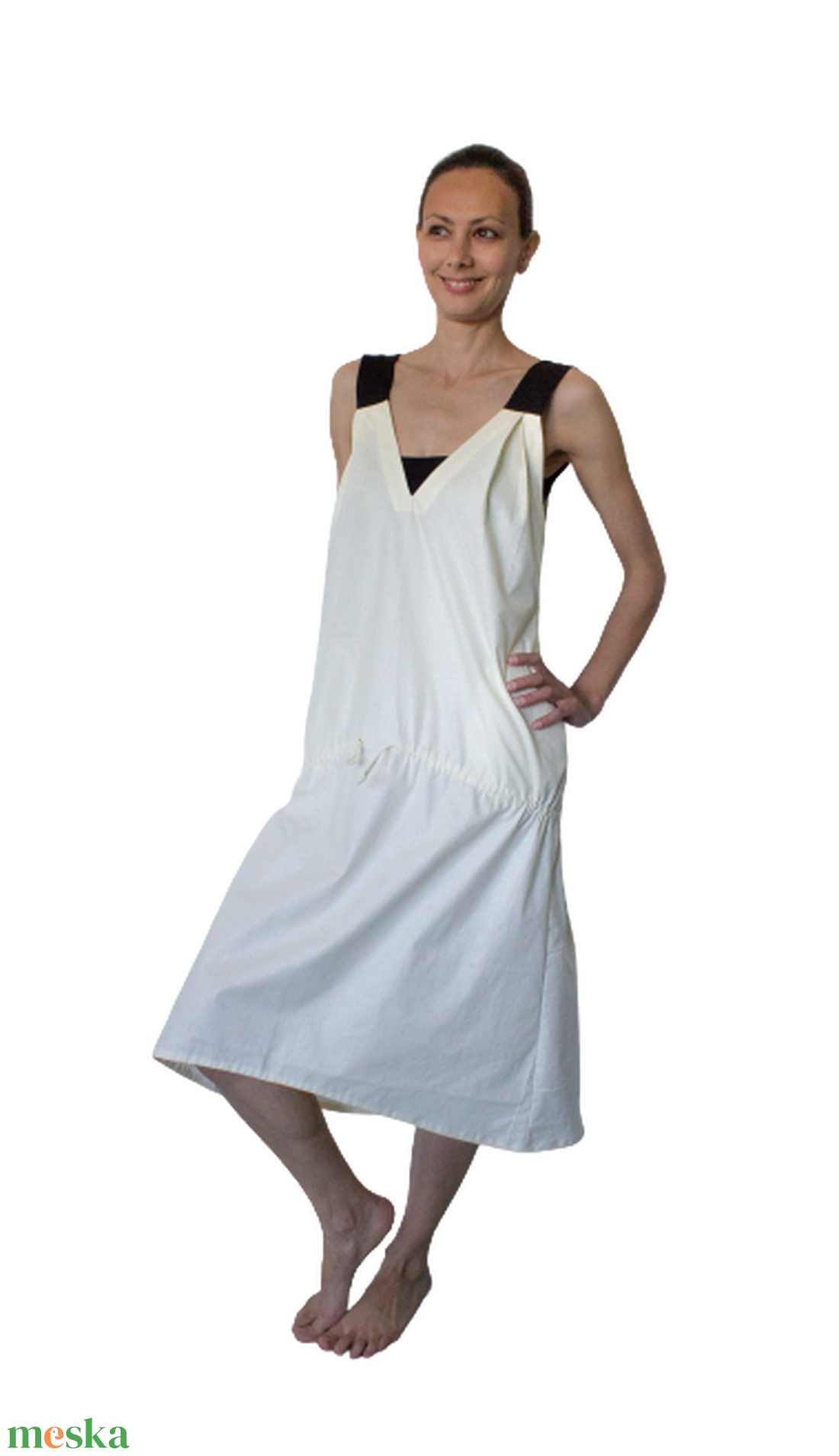 City dress - aszimmetrikus aljú, mély V nyakkivágású, megkötős, vállpántos nyári ruha - ruha & divat - női ruha - ruha - Meska.hu