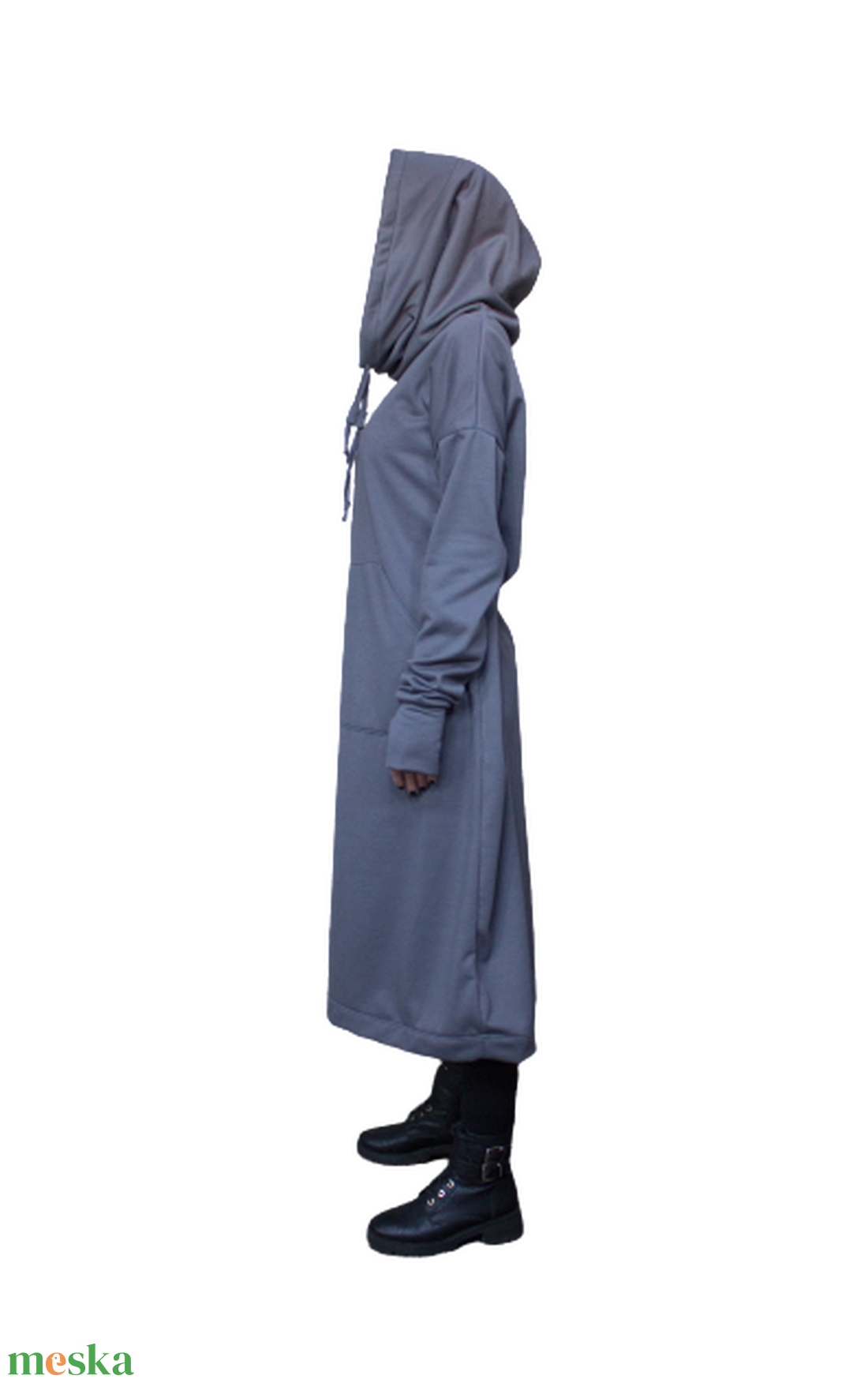 Taroon dress - hosszú ruha, hosszú ujjú ruha kapucnival, kenguruzsebbel, kesztyűs ujja véggel - ruha & divat - női ruha - pulóver - Meska.hu