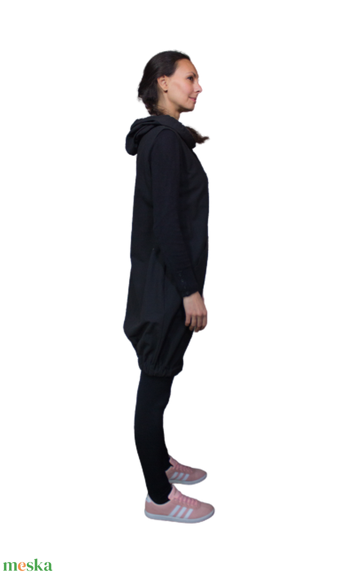 Black Padme ruha - kapucnis, kenguruzsebes ujjatlan ruha, alja gumírozott - ruha & divat - női ruha - ruha - Meska.hu