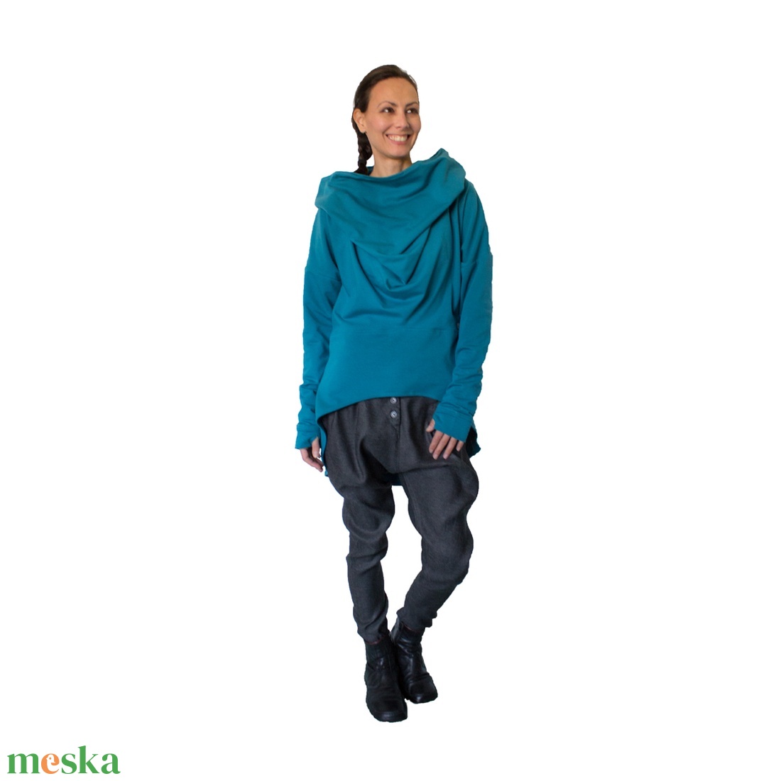 Fantasy blouse - ejtett elejű, aszimmetrikus aljú, hosszú ujjú, kapucnis felső - ruha & divat - női ruha - póló, felső - Meska.hu